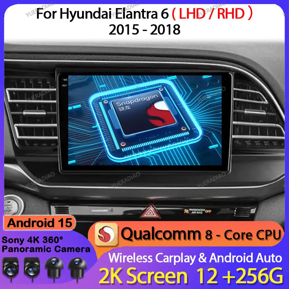 

Android 15 Car Radio For Hyundai Elantra 6 2016 2017 - 2018 Multimedia Video Player GPS NAVI 2DIN BT 4G LTE 5G WIFI Head Unit