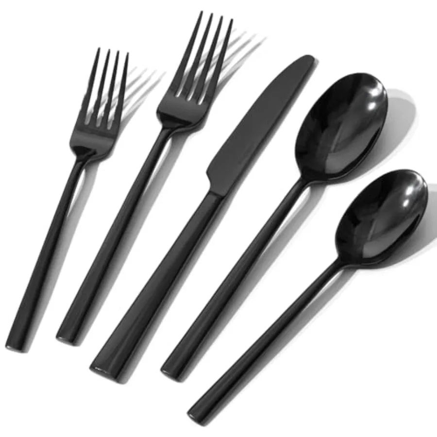 

Black Silverware Set 20-Piece Forged Flatware Set Cutlery Set Premium Stainless Steel Service for 4 for Kitchen Home Wedding Pa