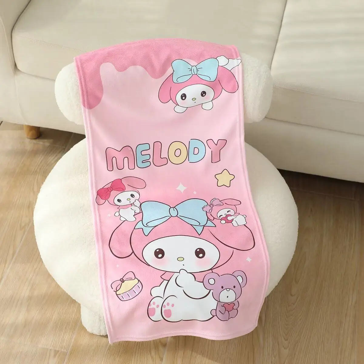 Toalhas infantis Sanrio - lindas toalhas quadradas com desenhos animados, toalhas de banho macias de fibra Kurumomimi Melitta e toalhas absorventes de suor.