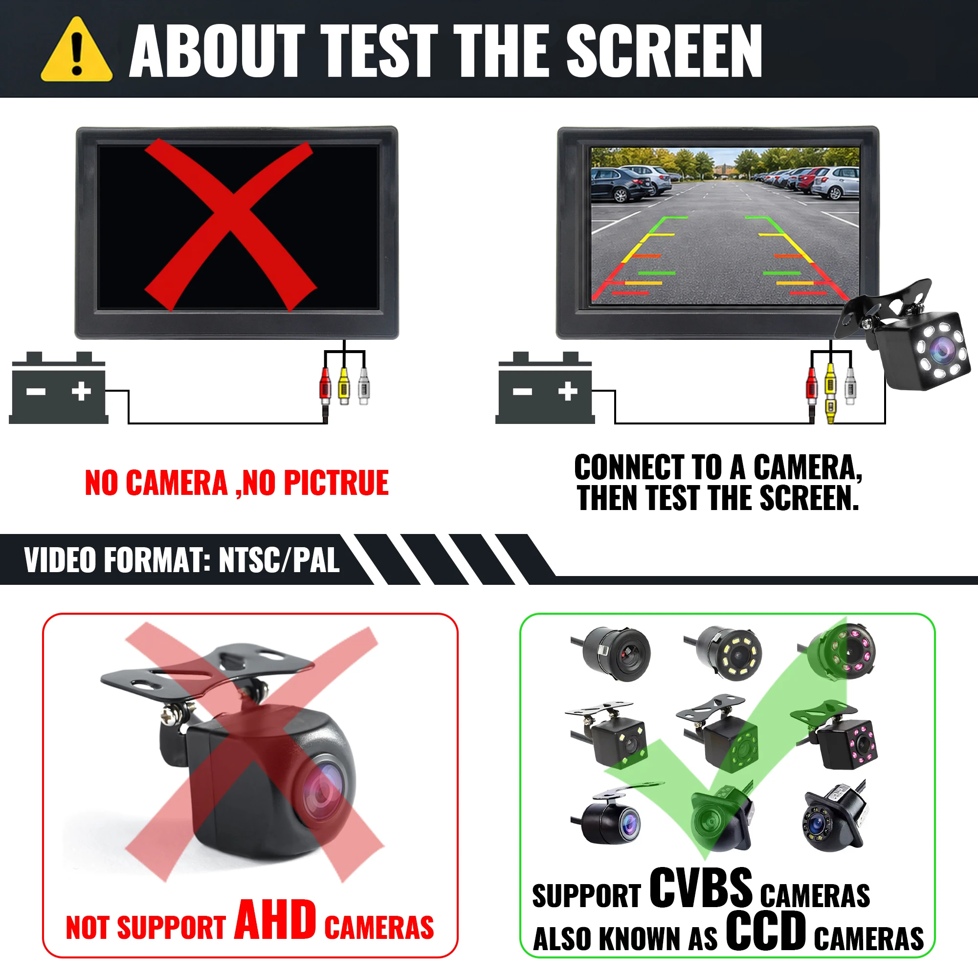 HIPPCRON 4.3 Inch Car Monitor HD Reverse Image Parking Assist 12V Universal Easy Install view 6