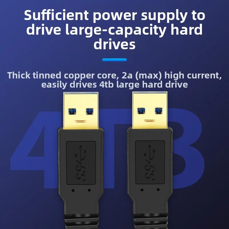 Gold USB 3.0 Extension Cable Male To Male USB3.0 2.0 Extender Cord USB A High-speed Data Transmission for Hard Drive Radiator