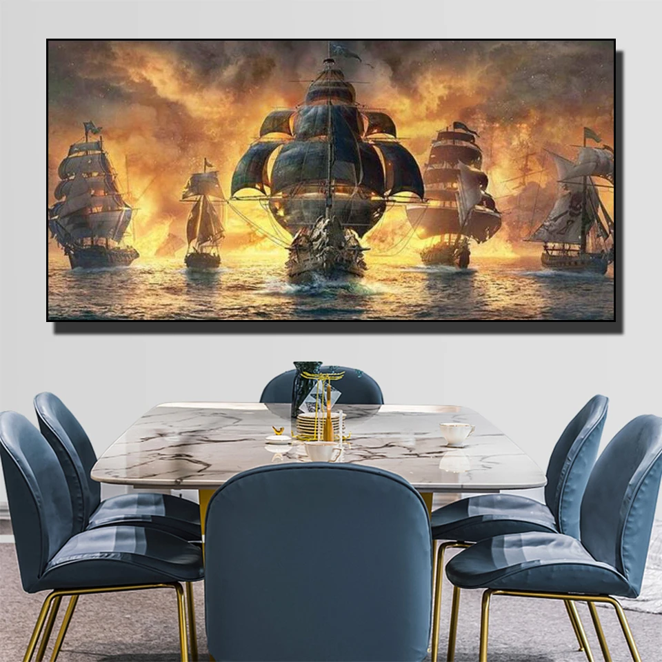 Large Sailing Ship Seascape Diamond Painting New 2024 The Age Of Sailing Art DIY Full Drill Mosaic Jewelry cross stit Home Decor