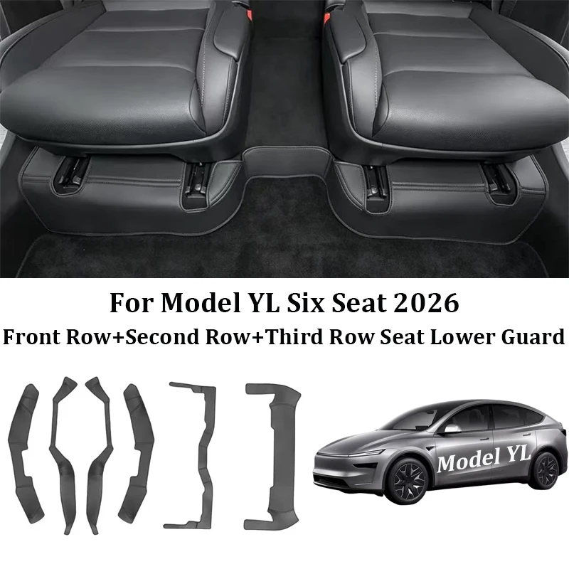 

Rear Seat Lower Protective Mat For Tesla Model YL 6-Seats 2026 Leather Second Row Under Seat Anti-Kick Mat Seat Corner Protector