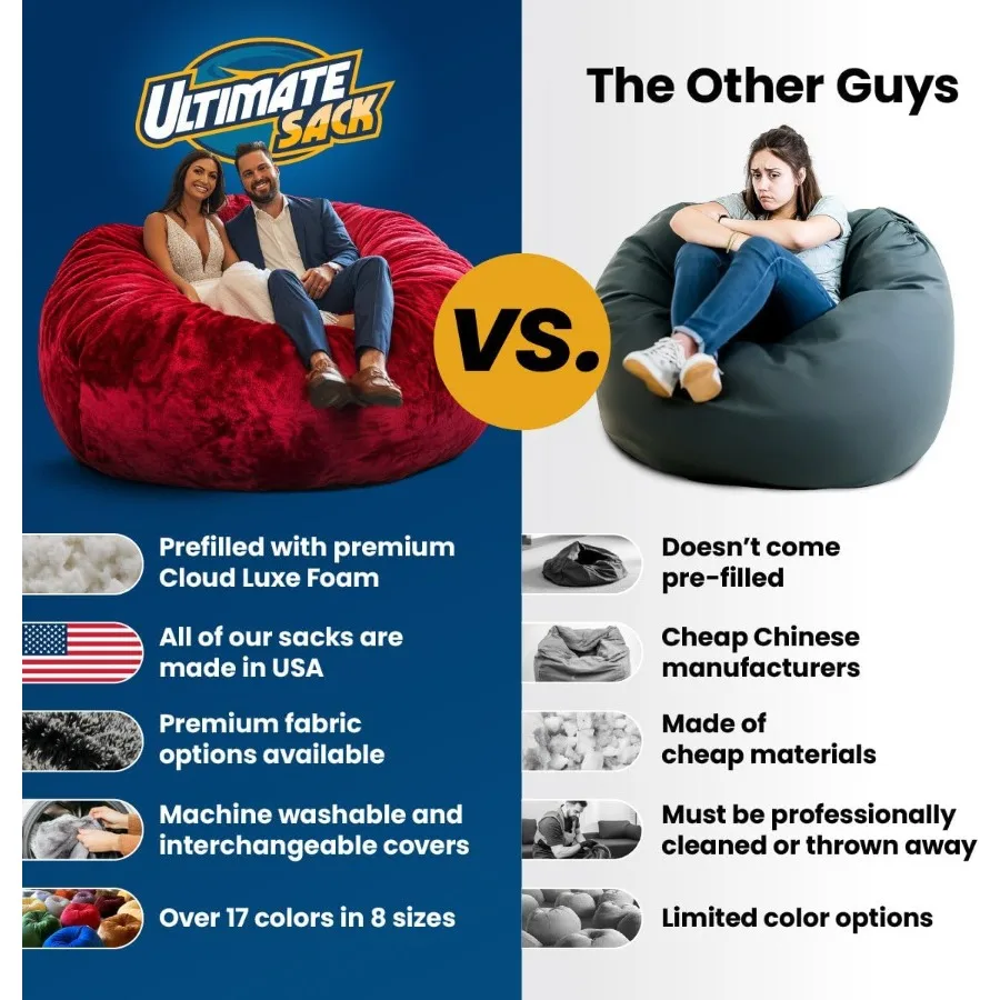 4ft كرسي بين باج كبير الحجم كرسي بين باج للبالغين مريح كرسي كيس فول الأريكة صالة أريكة Loveseat الأثاث الرياضة الجلد المدبوغ #6