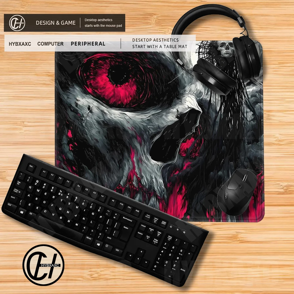 

Black Red Gothic Skull Mouse Pad Large Size Skull Design Desk Mat Horror Theme Skull Mouse Pad Red Black Skull Pattern Mouse Pad