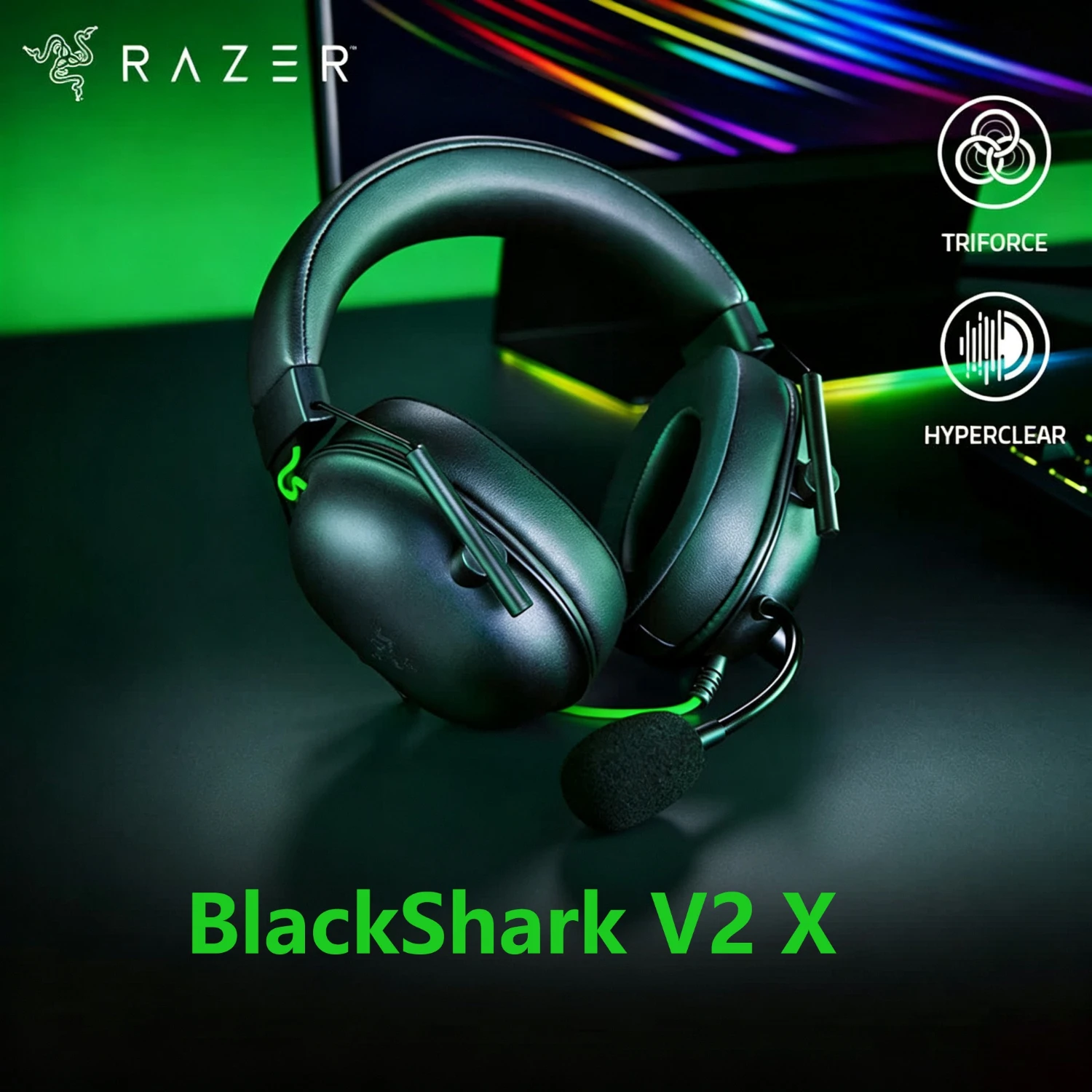Razer BlackShark V2 X Wired Gaming Headphones 7.1 Virtual Surround Sound Headset with Microphone for PC PS5 PS4 Gamer