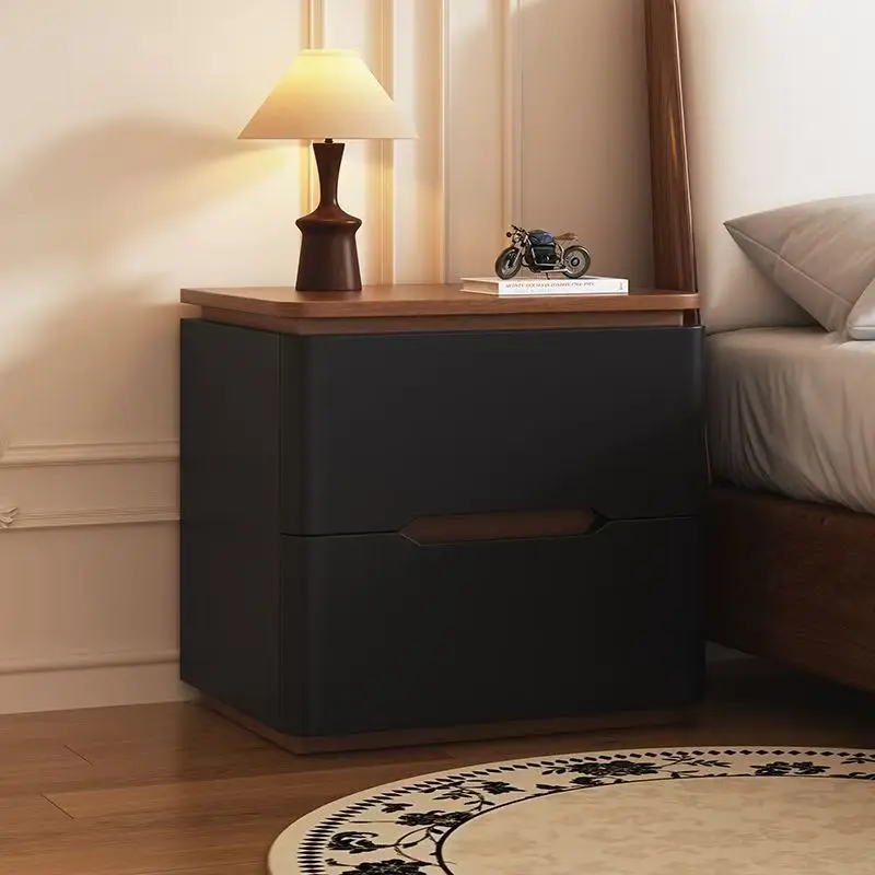Solid Wood Smart Antioxidant Cat Paw Leather Nightstand Modern Light Luxury High-end Feel Bedroom Furniture