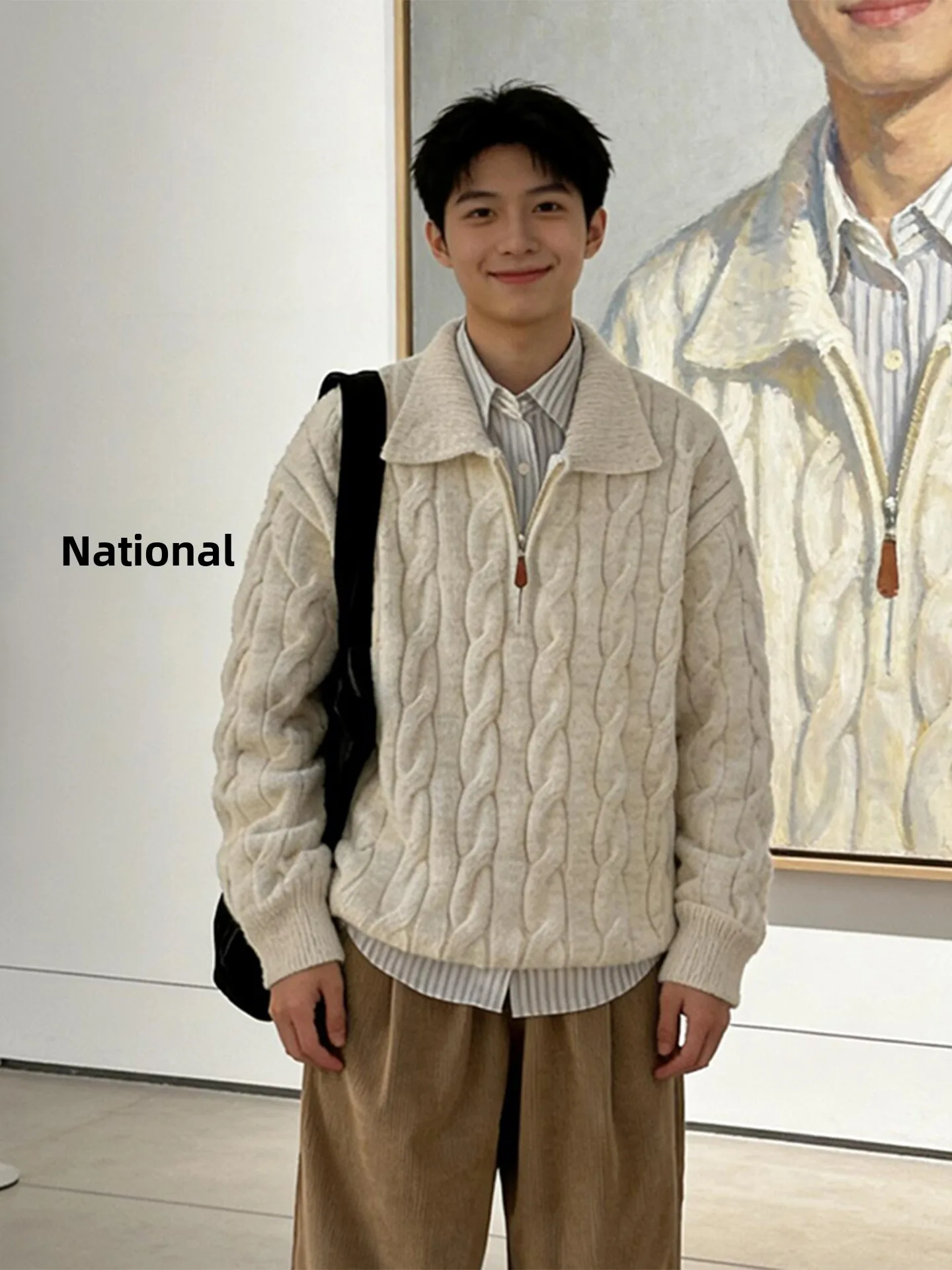 

Мужской зимний свитер American Style с молнией, вязаный, теплый, в стиле Old Money, свободного кроя, комфортный, для ношения под одеждой