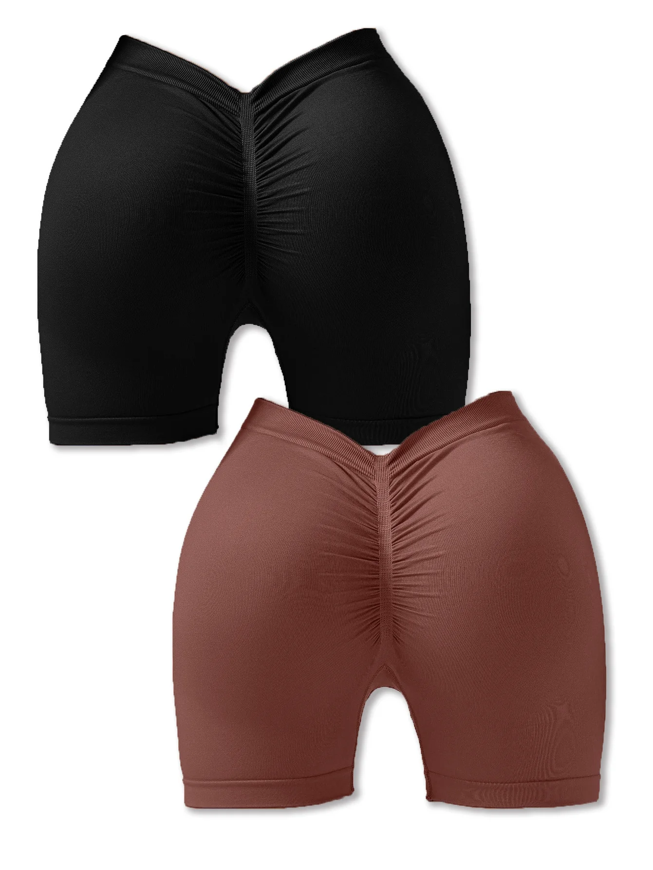 

2 Pack Us Local Women'sBooty Lifting Shorts, V Back Biker Gym Compression Short, Scrunch Butt Lifting Yoga Deep V Back Shorts