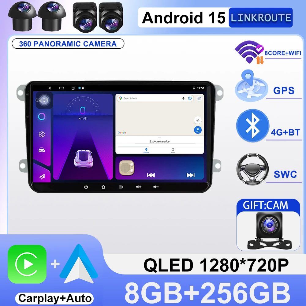 راديو أندرويد لشركة فولكس فاجن T5 جيتا باسات B6 جولف MK6 تيجوان توران شيروكو سكودا رابيد اوكتافيا ليون كاربلاي فيديو نظام تحديد المواقع رقم 2din فيديو