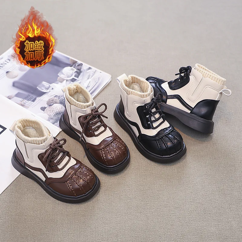 

2025 Winter New British Style Kids Boots Comfort Soft Bottom Girls' Ankle Boots Simple Anti Slip Boy Snow Boot Zapatos De Mujer
