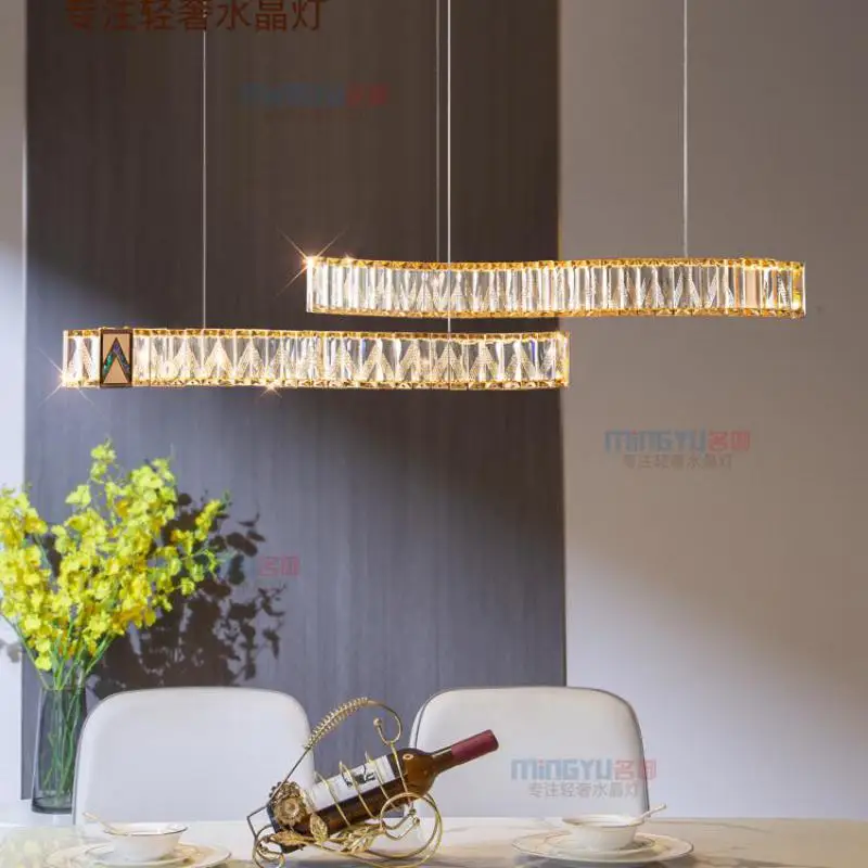 Wavy LED Crystal Chandelier Pendant Light for Home Drawing Room Dining Room Kitchen decor S Shaped Luminaire Crystal Lightin