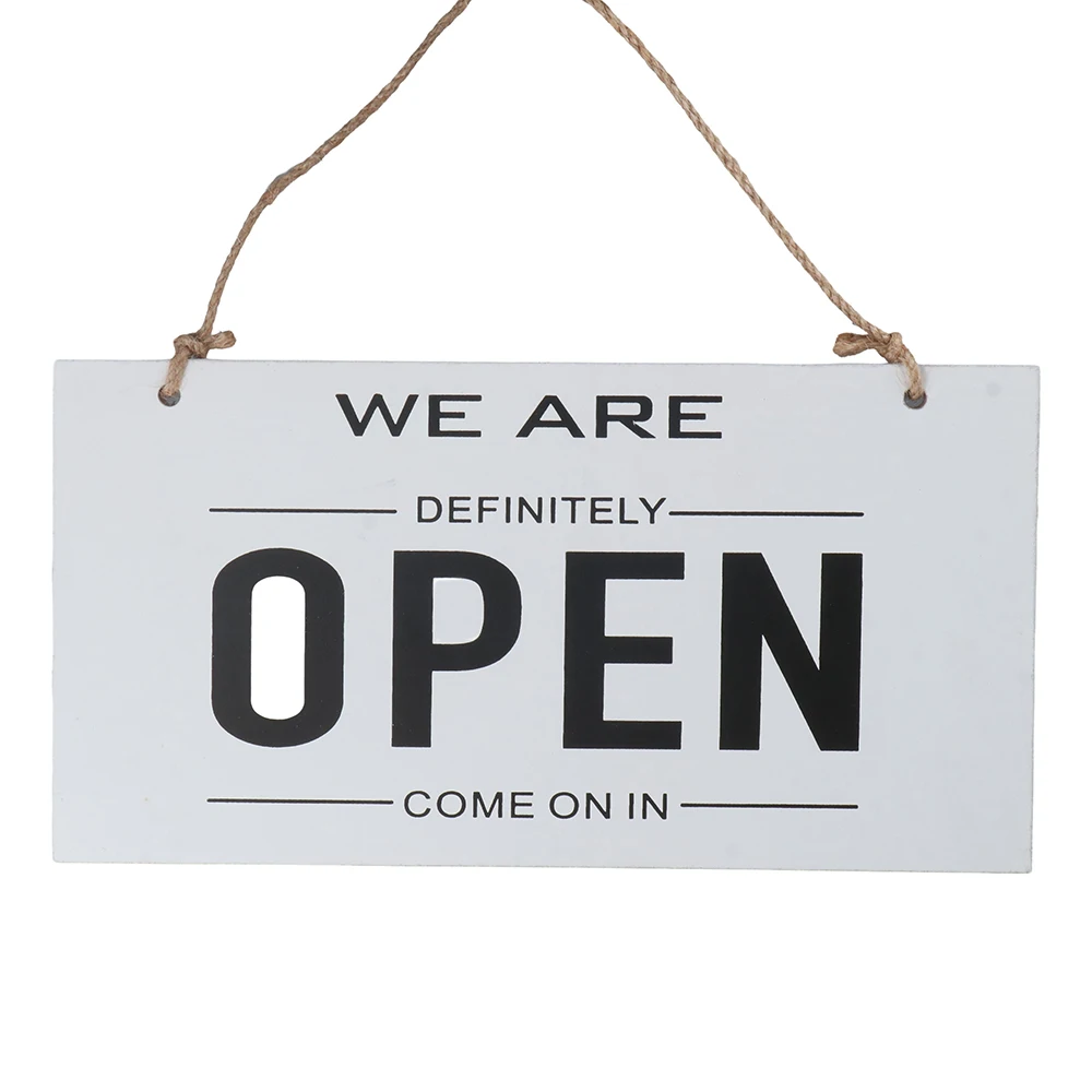 Wooden Double Sided Business Sign Reversible With Ring Hanging Sign Open and Closed Shop