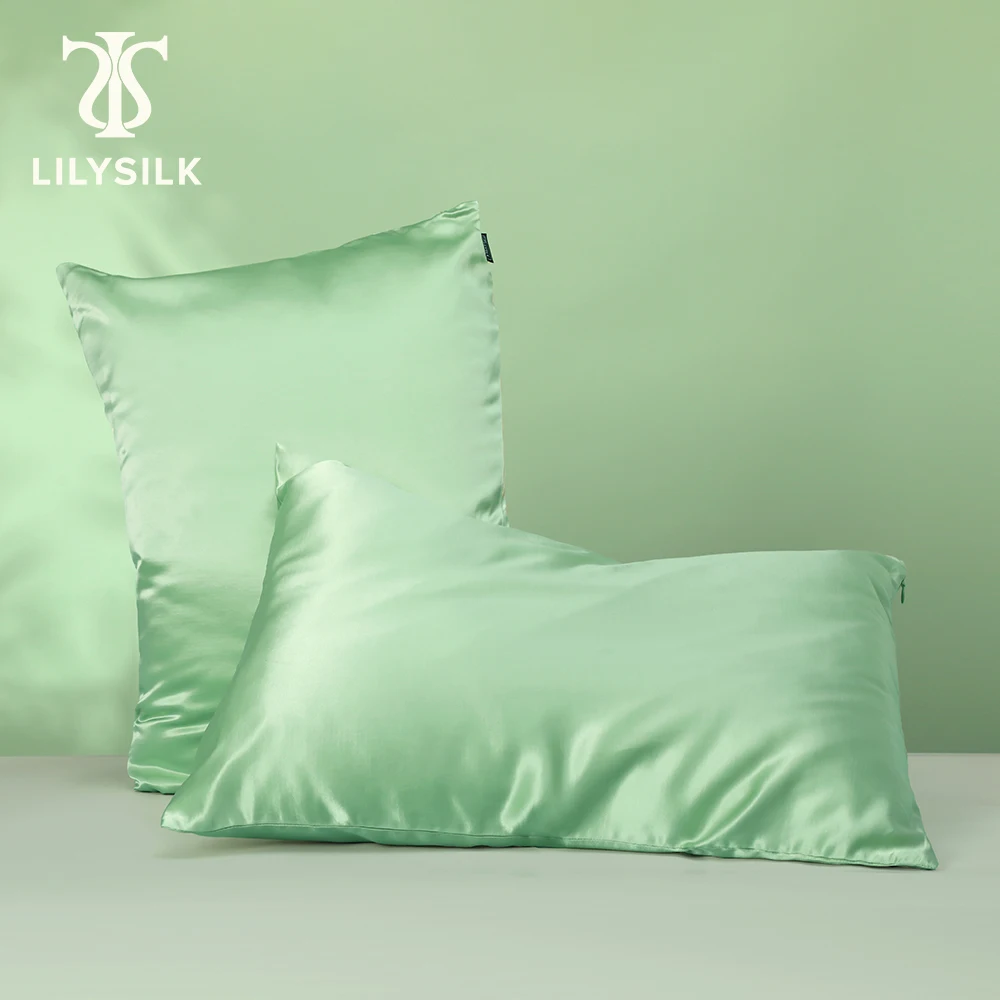 

LILYSILK Silk Pillowcase for Sleep New Design Zipper Closure Antibacterial Luxury Travel Gold Pillow Cover Free Shipping