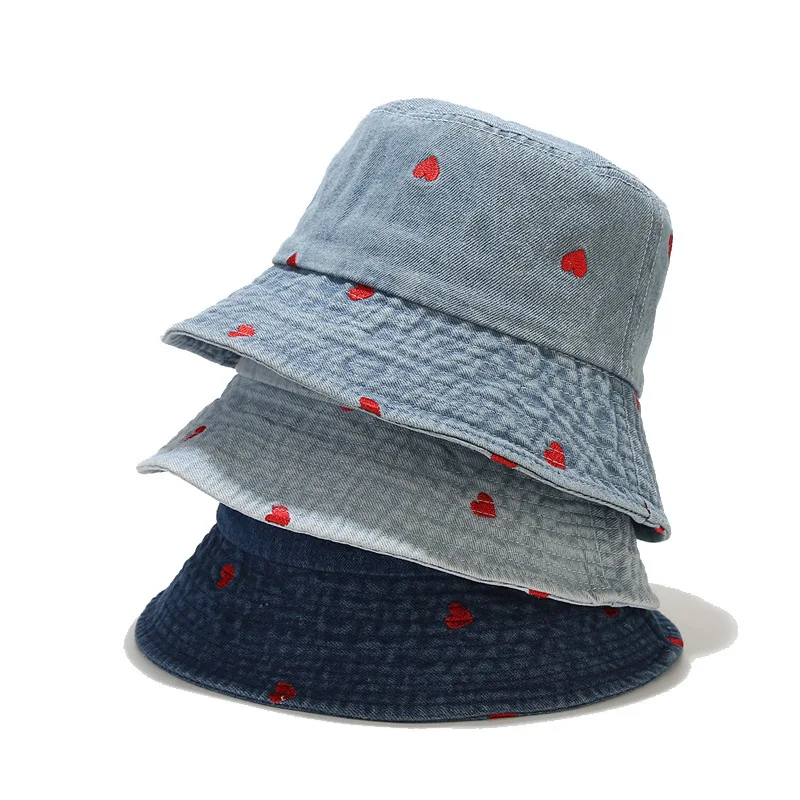 Fashion Women Men Washed Denim Solid Vintag Bucket Hats Lady Male Spring Summer Autumn Panama Fisherman Cap Hat For Women Men