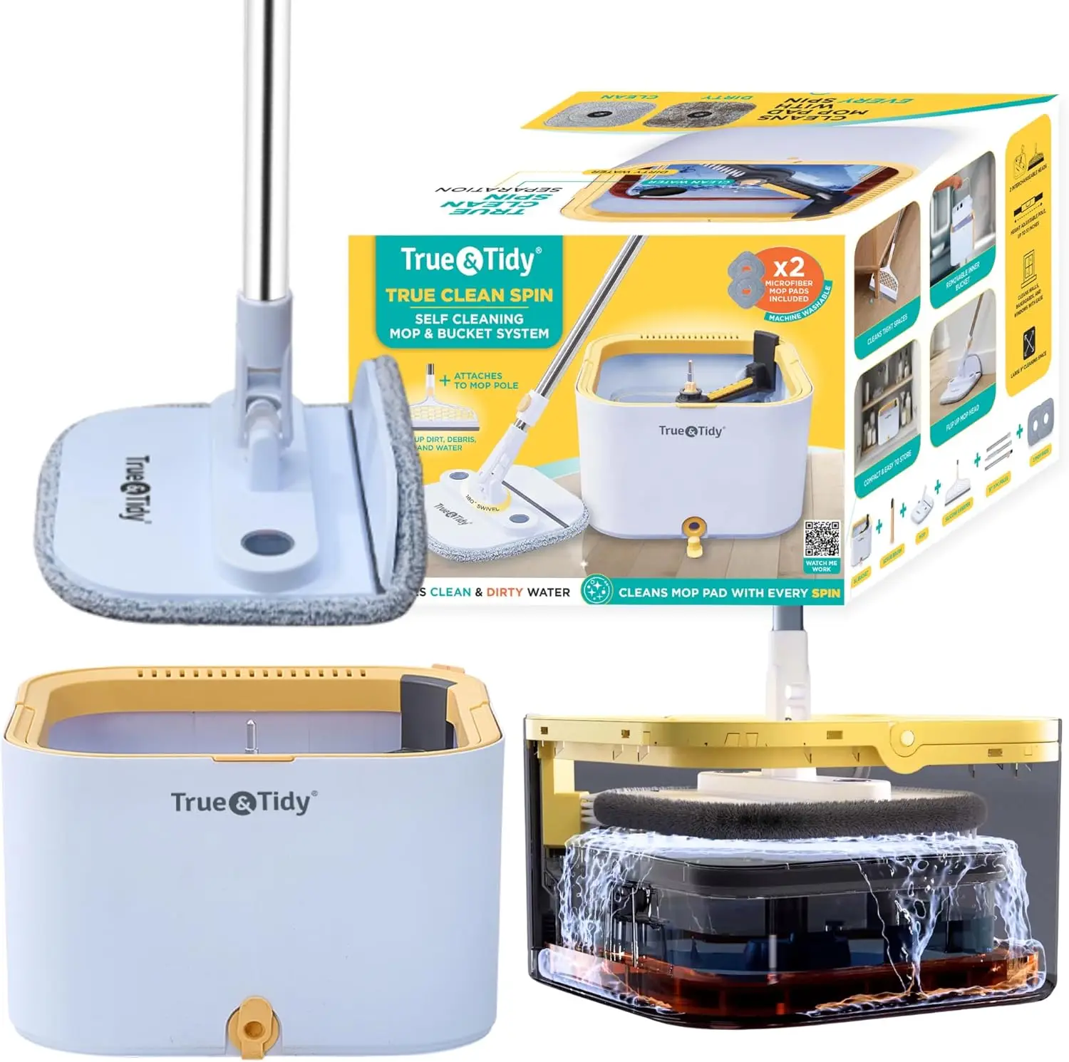 

2.0 W/Съемный внутренний контейнер, самонесущая конструкция, разделение чистой и грязной воды, складная квадратная насадка для швабры, тройной струйный распылитель W