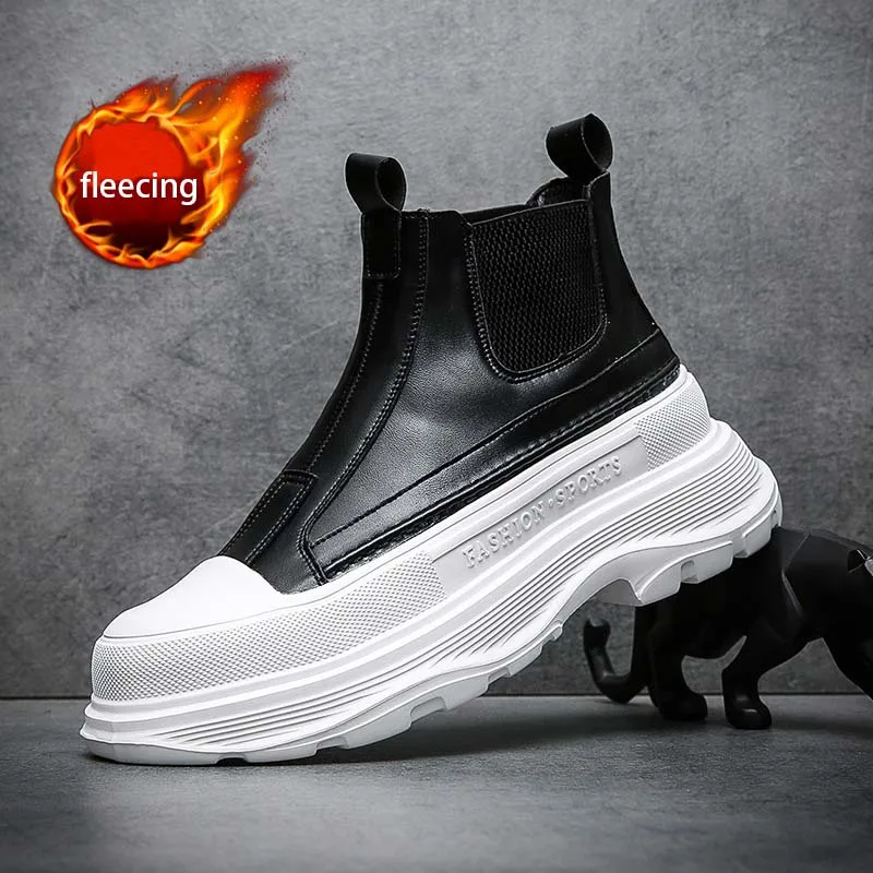 

New men's sports casual shoes thick soles increase boots high top trend set feet fashion anti-slip wear-resistant Chelsea boots