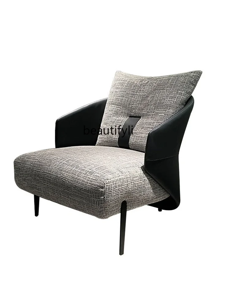 

Leisure Single Sofa Balcony Rest Chair Cloth with Leather Simple Fabric Chair Sales Department Conference Reception Room