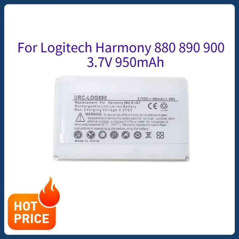 Replacement Battery for Logitech Harmony 880 890 900 Remote Control, 190304-2000 R-IG7, 3.7V 950mAh Rechargeable Lithium Battery