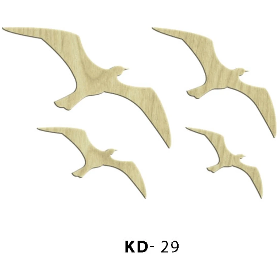 KD29 Seagulls 4lü Set Wooden Package Ornament, Hobby Wood Ornament