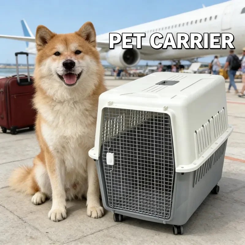 Large Dog Cage Portable Outdoor Pet Carrier with Metal Mesh Ventilated PP Material Modern Removable Design for Big Pets Safe