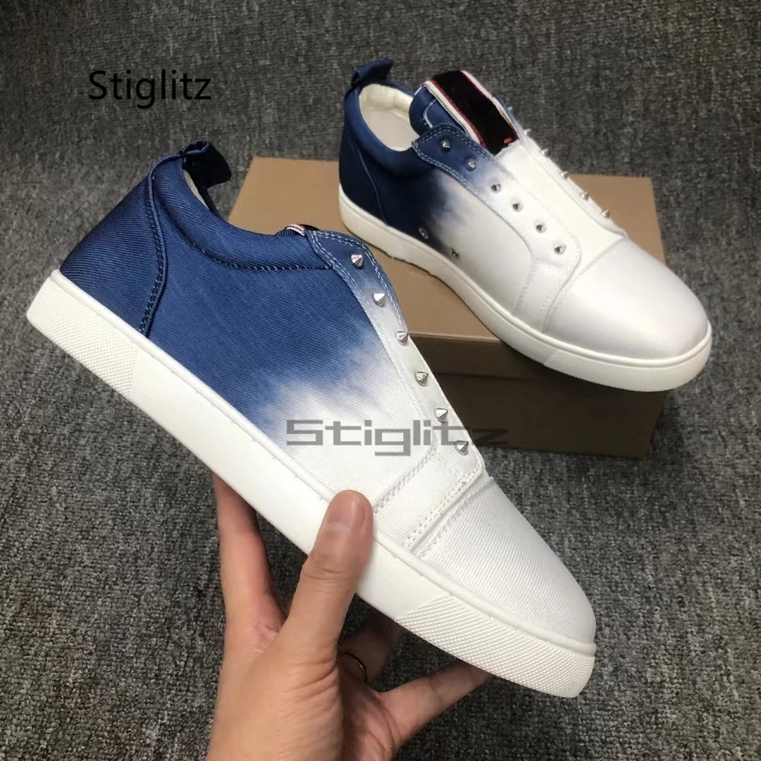 Men's Flats Casual Shoes Rivets Color Match Tie-Dye Low-Top Sneaker Shoes Spring Autumn Casual Fashion Men Dress Couple Shoes