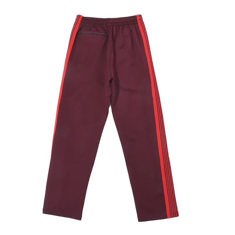 New Dark Red Trend Casual Pants Men Woman Drawstring Pattern Embroidery Side Edge Weaving Joggers Sweatpants