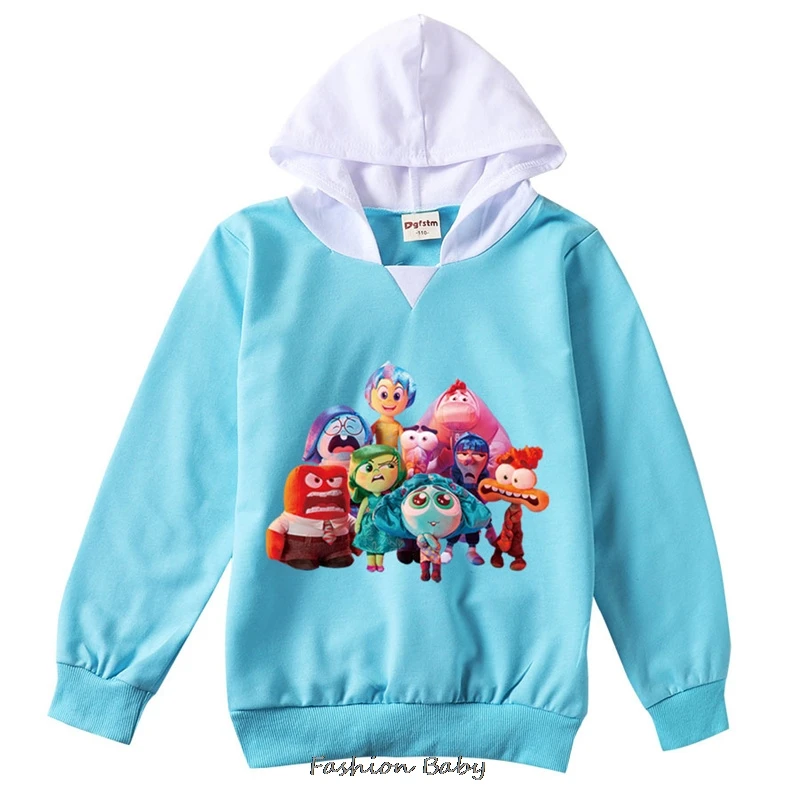 New Inside Out2 Sweatshirt Hoodies Pants 2Pcs/Sets Fashion Pullover Anime Cartoons Teens Girls Boy Casual Clothes Tops Best Gift