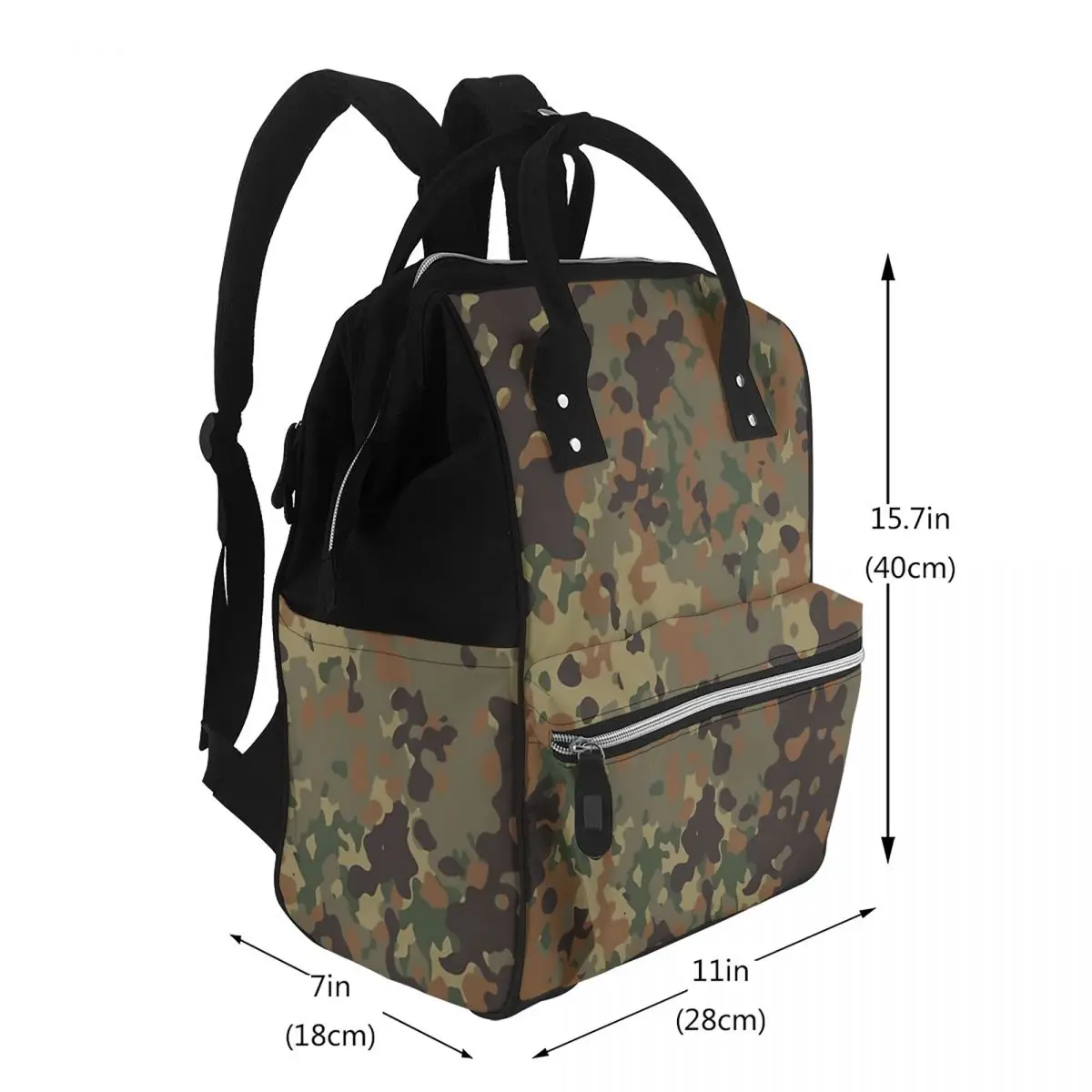 Flecktarn Camouflage Student Backpack School Bag Hiking Travel Daypack for Men Women Bookbag Shoulder Bags