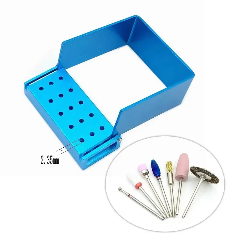 15 Holes Drill Holder Block for 2.35mm Shank Lab Low Speed Straight Handpiece Burs Polisher Autoclave Disinfection Box Case.