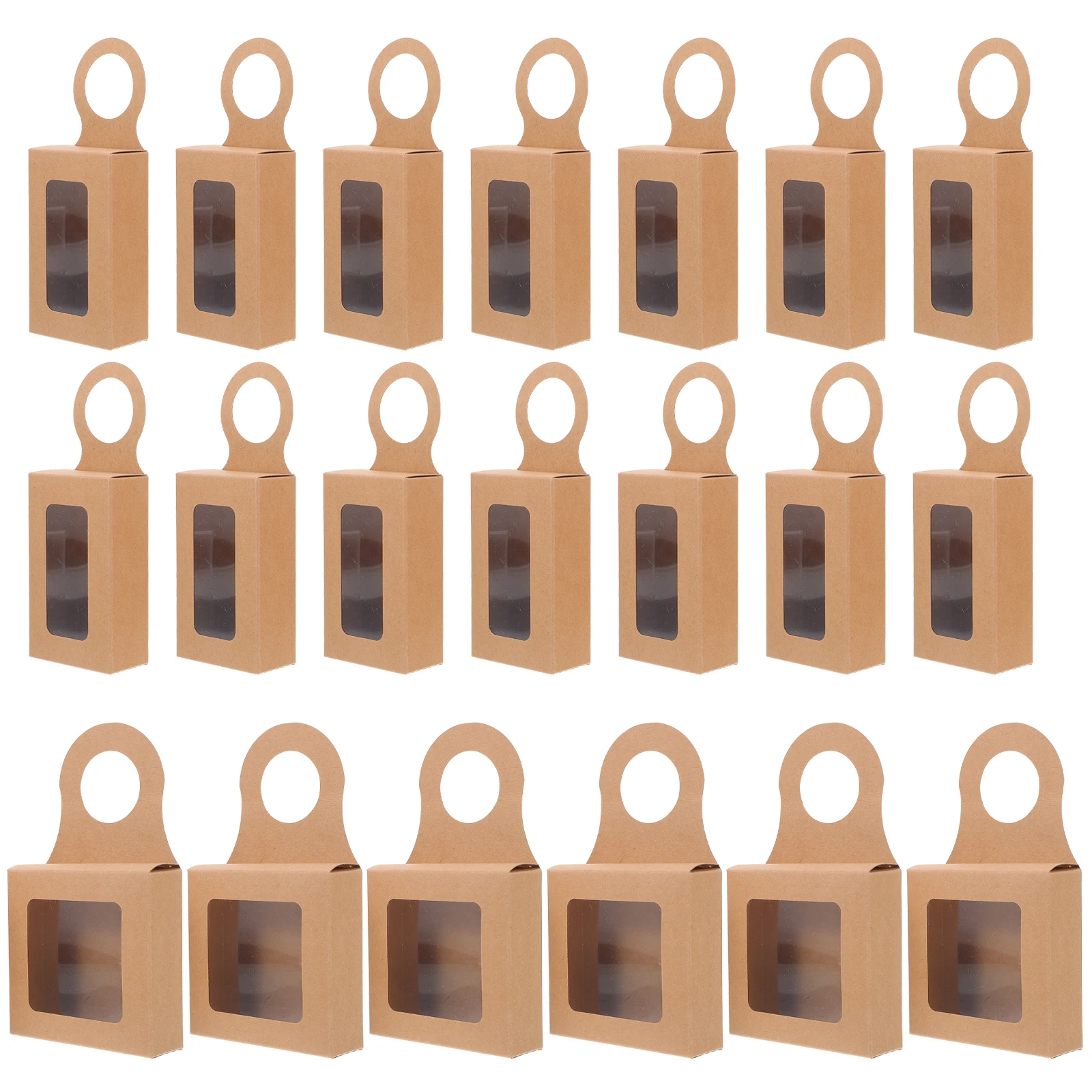 

24pcs Foldable Kraft Paper Bottle Gift Boxes with Window for Cookies Packaging Party Favor Treat Box Elegant Appearance