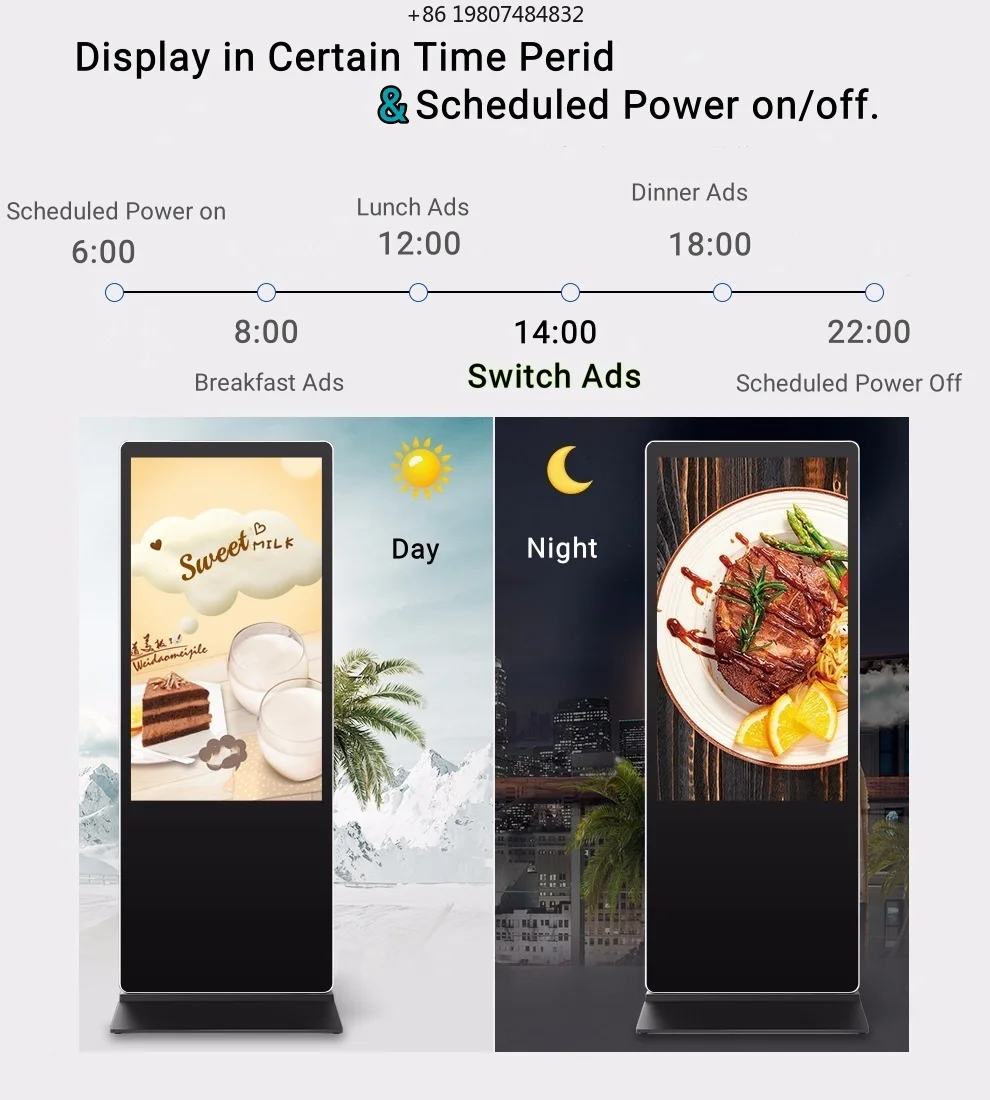 32 43 55 65 Inch 4K Lcd Android Digital Signage Media Player, Floor Stand Advertising Machine with Cms Hot Sale AliExpress