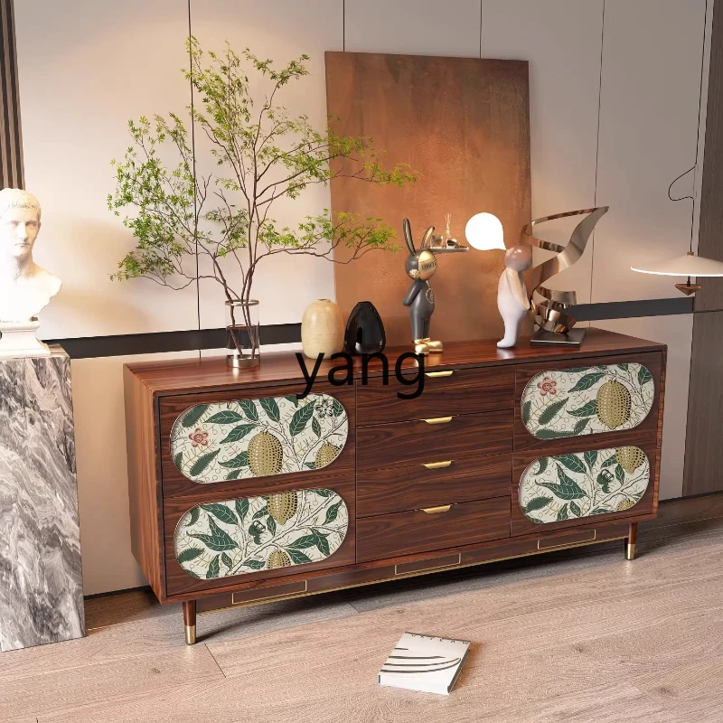 

LH retro solid wood living room partition dining room is opposite the door porch storage household light luxury side cabinet