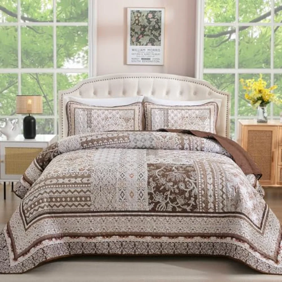 

Quilt Set SizeBobo Floral Bedspread Coverlet Set 3 Pieces Bohemian Patchwork Floral Pattern Bedspreads Bedding Quilt Set for Al