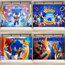 Blue Sonic Cartoon Theme Birthday Party Background Decoration Baby Boy Birthday Party Favors Photography Backdrop Props Supply