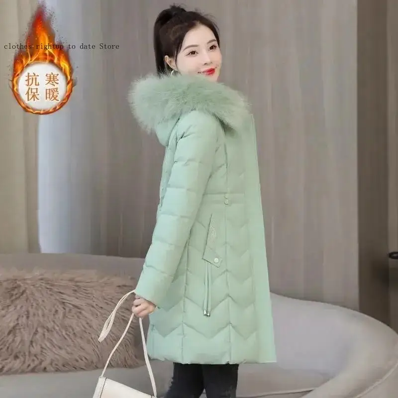 Thick Loose Large Size Padded Jacket Winter Down Cotton Parkas Women's Long Faux Fur Collar Padded Jacket - view 6