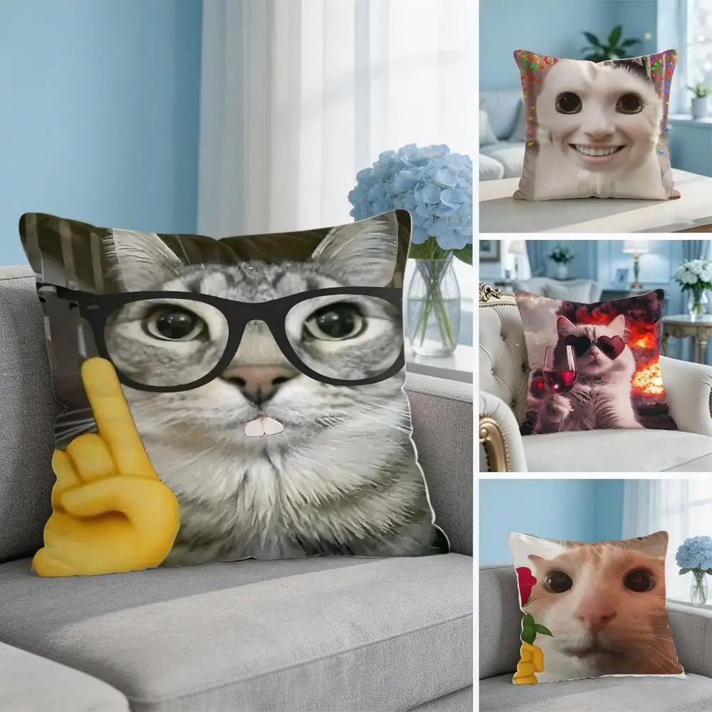 Speechless Cat Funny Cute Cushion Cover Square Pillow Bedroom Sofa Leisure Comfort Living Room Home Decoration 40X40