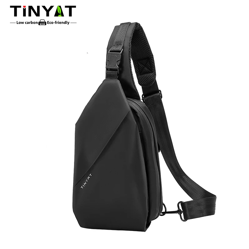 TINYAT Men's Simple Adjustable strap Chest Bag Fashion Water resistant Crossbody Bag Outdoor Concert for Office Travel Daily Use