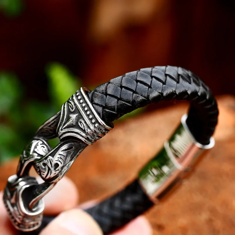 Beier Updated Viking Totem Rune Bracelet Nordic Raytheon Hammer Double Buckle High Quality Jewelry LLBC-L034