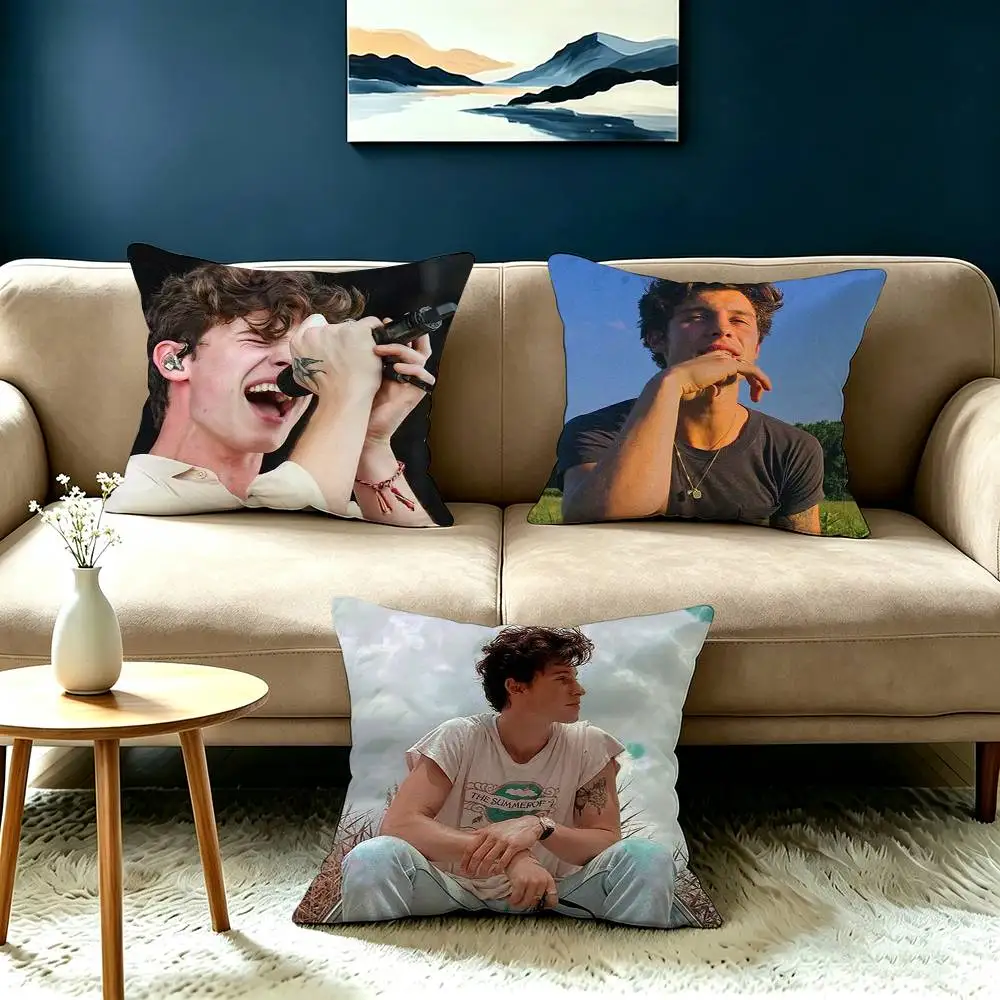 Pop Rock Shawn Mendes Square Double-Sided printed Pillow Case Bedroom Bedside Pillow Sofa Cushion Cover