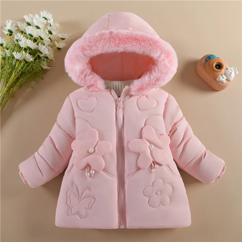 Children's winter clothing girls  cashmere thickened  style outside  clothes girls winter outside to wear cute cotton clothing