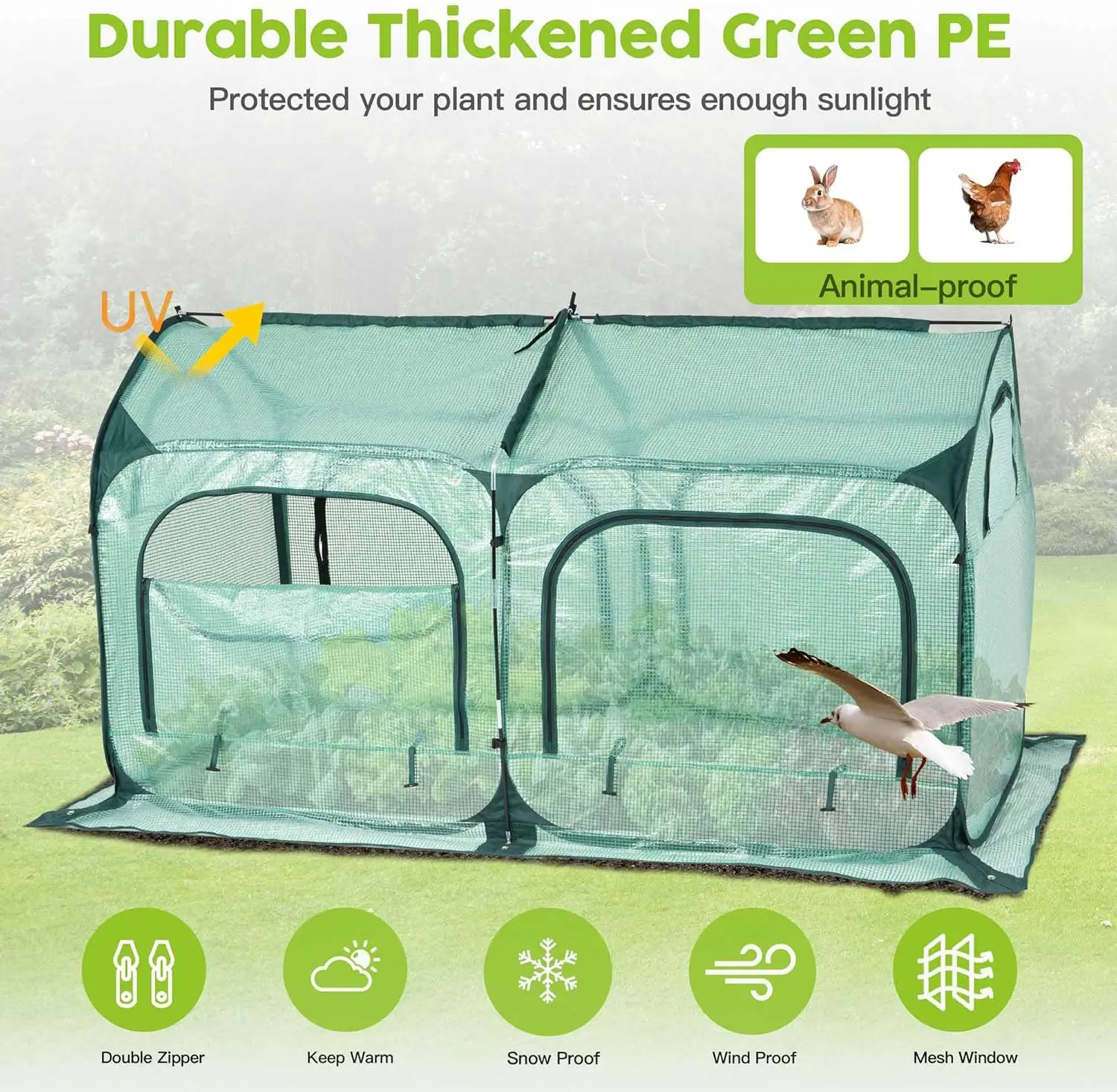 غطاء خيمة الدفيئة المنبثقة، منزل نبات النفق، غرفة كبيرة لأشعة الشمس على شكل زهرة البستنة مع نوافذ شبكية، غطاء من البولي إيثيلين للفناء الخلفي لـ Col #3