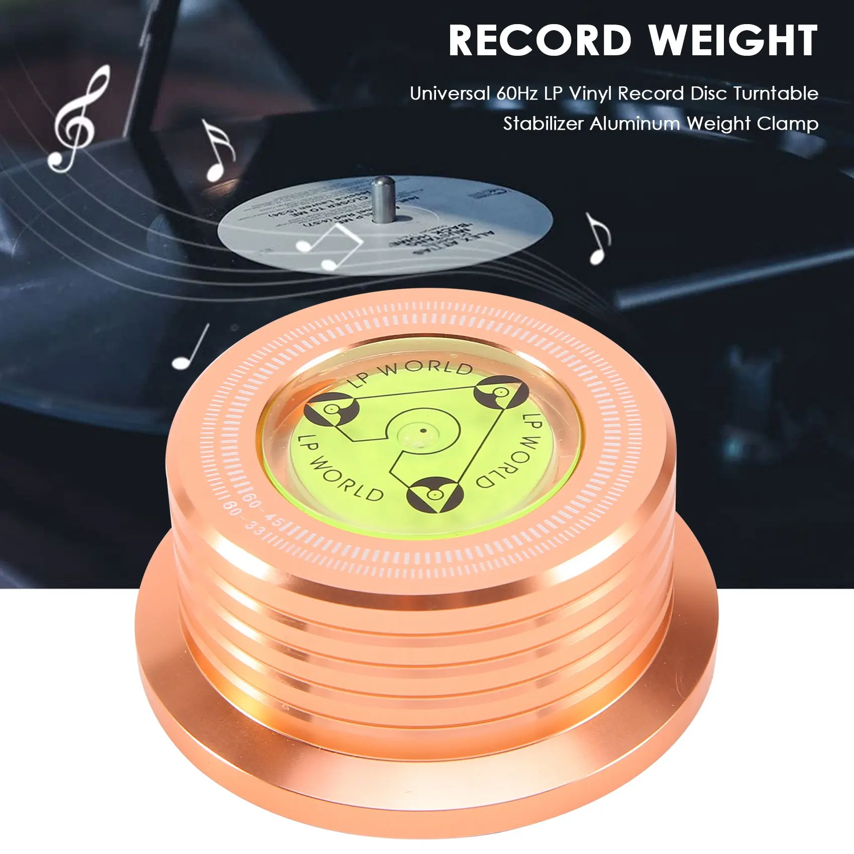 Universele 60Hz Lp Vinyl Platenschijf Draaitafelstabilisator Aluminium Gewicht Klem Rose Goud