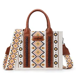 Bohemian Ethnic Print Women's Tote Bag, Large Capacity Canvas Crossbody Shoulder Handbag For Daily Use And Shopping