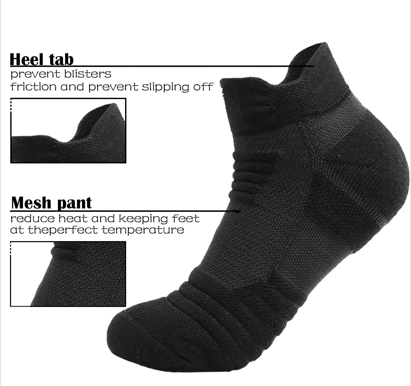 3 أزواج من الجوارب وحقيبة غسيل جورب واحدة، جوارب رياضية سميكة قابلة للتنفس للجري وكرة السلة والمشي لمسافات طويلة والمشي