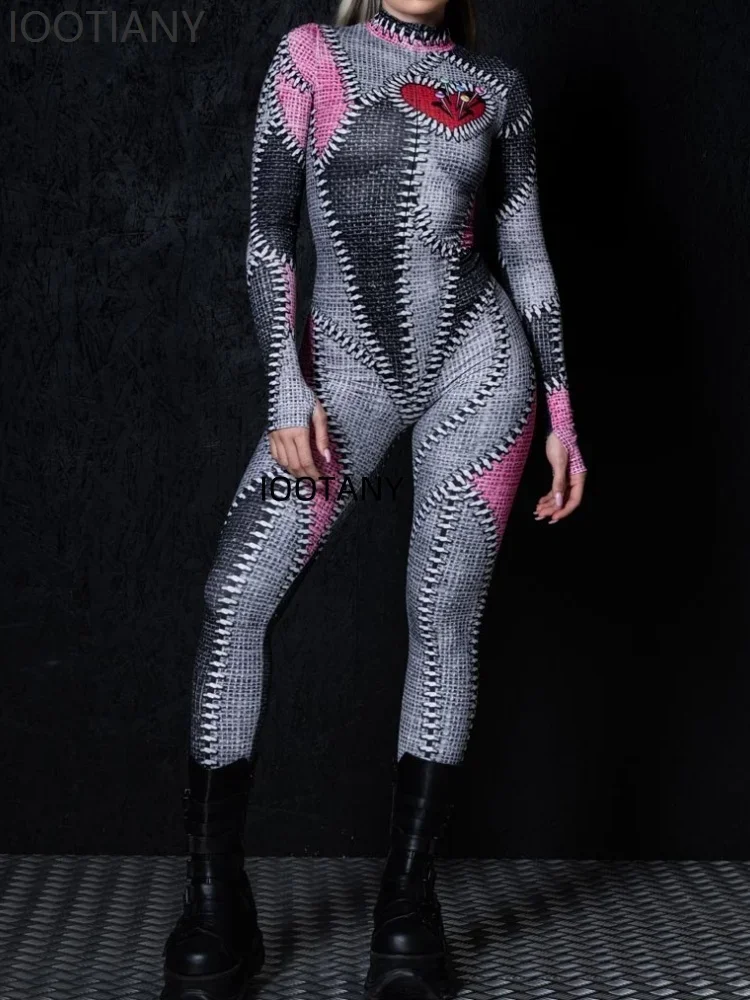 CosplayWomen مثير مهرج الجوارب هالوين كرنفال حفلة الفودو دمية زي مرحلة جوية الأداء تأثيري حلي Zentai Su