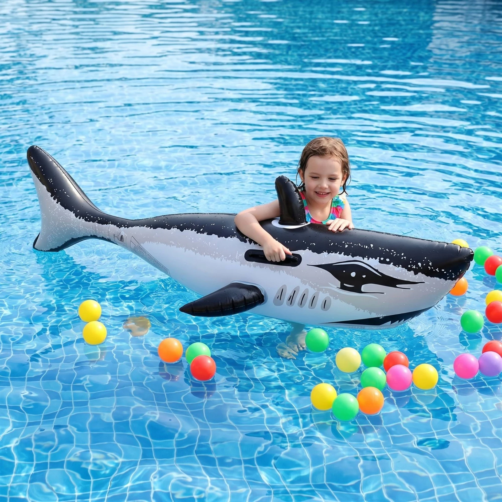 Swim Flotation Device with Handles Inflatable Floatation Device Training Aid Buoyant Lightweight for Children, Pool, Vacation