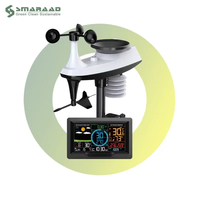 Smart Home Weather Station Wireless Multi-Function Weather Forecast Device Wind Rain Lightning Alerts APP Control Nylon