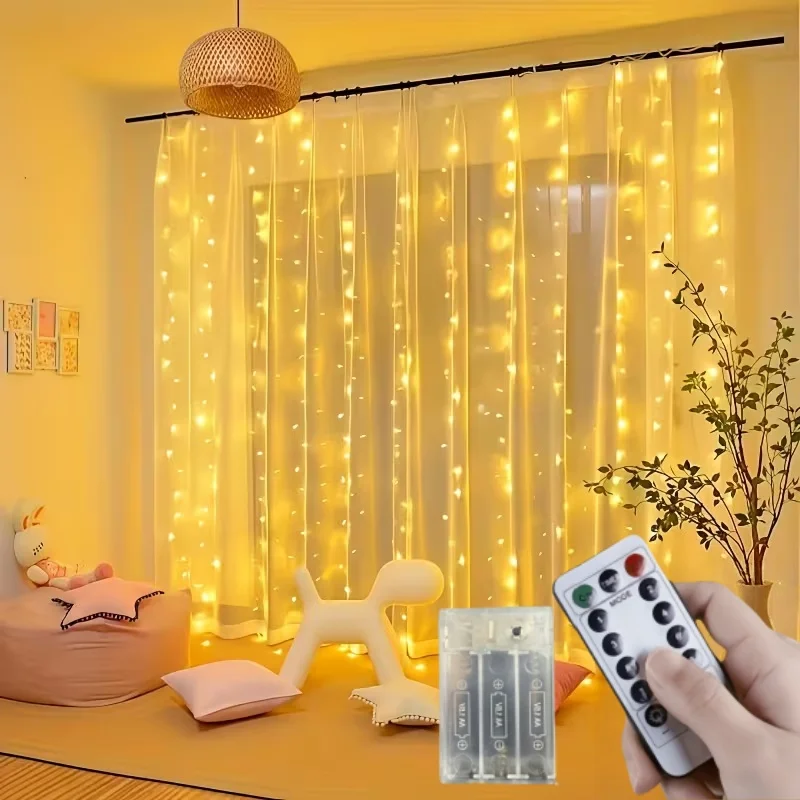 300/600 LED Battery-Operated Fairy String Lights for Curtains  Featuring 8 Different Lighting Modes for Parties Wedding Decor
