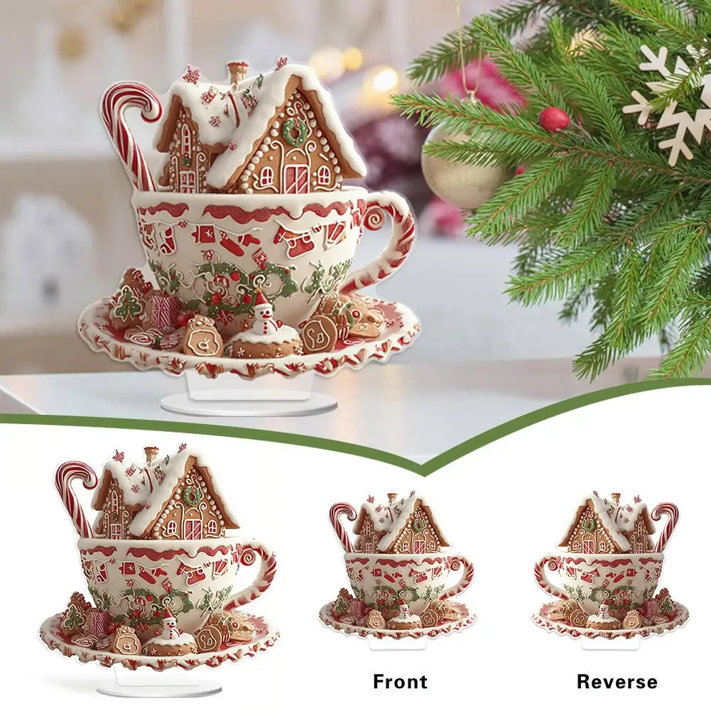 Hot Cocoa Coffee Ornaments For Christmas Tree Christmas Snow House Hot Chocolate Mug 2d Acrylic Christmas Decor I4w4